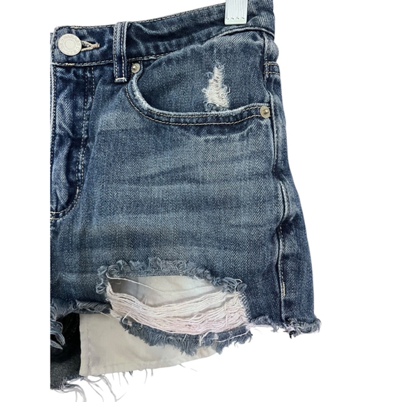 Garage Distressed Denim Jean Short Size 3 Blue Cutoff Casual Summer Western Boho - Picture 3 of 7